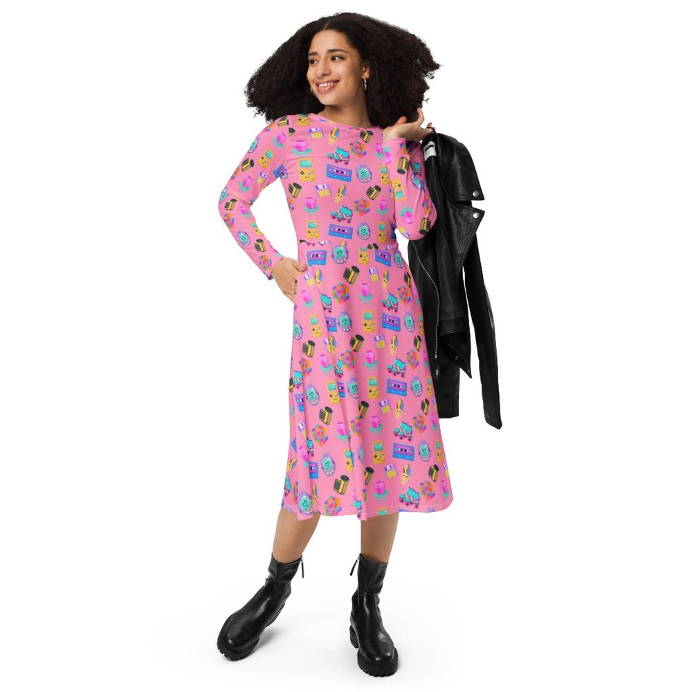 Long Sleeve 90s Party Dress